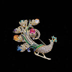 Peacock Rhinestone Brooch PA5626