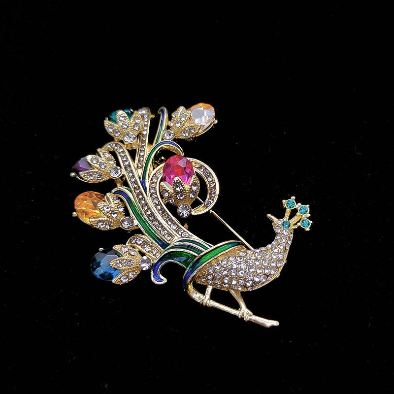 Peacock Rhinestone Brooch PA5626