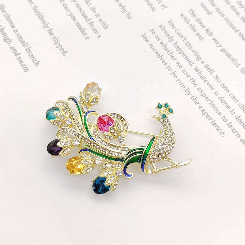 Peacock Rhinestone Brooch PA5626