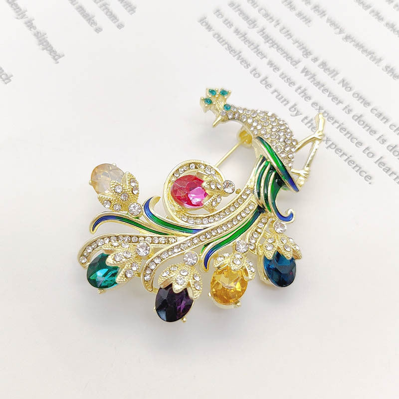 Peacock Rhinestone Brooch PA5626