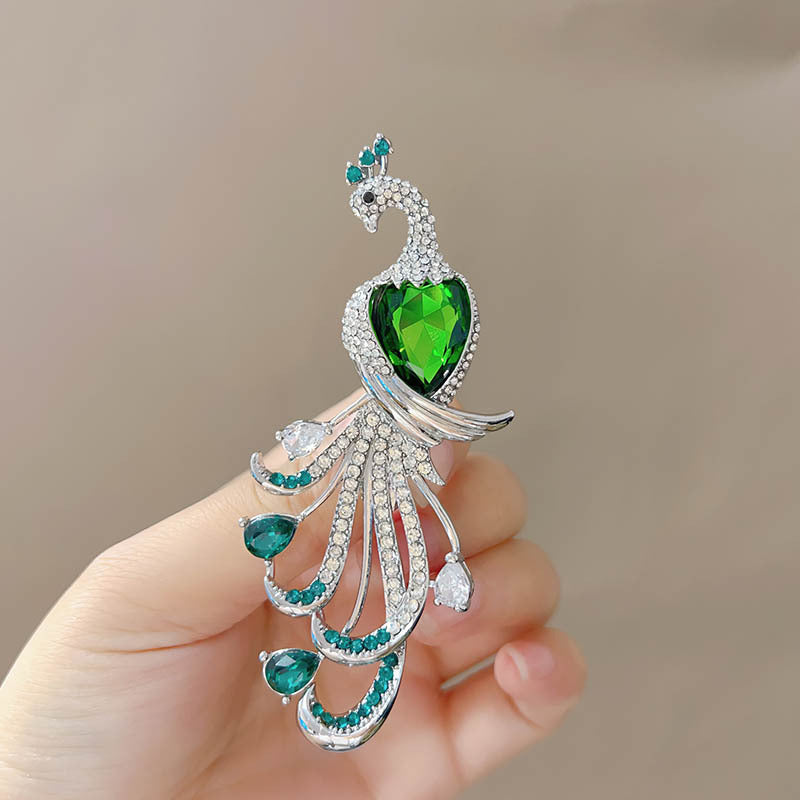 Elegant Peacock Rhinestone Brooch PA5630