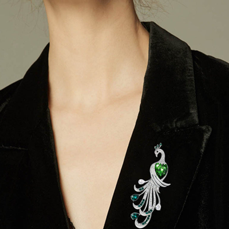Elegant Peacock Rhinestone Brooch PA5630