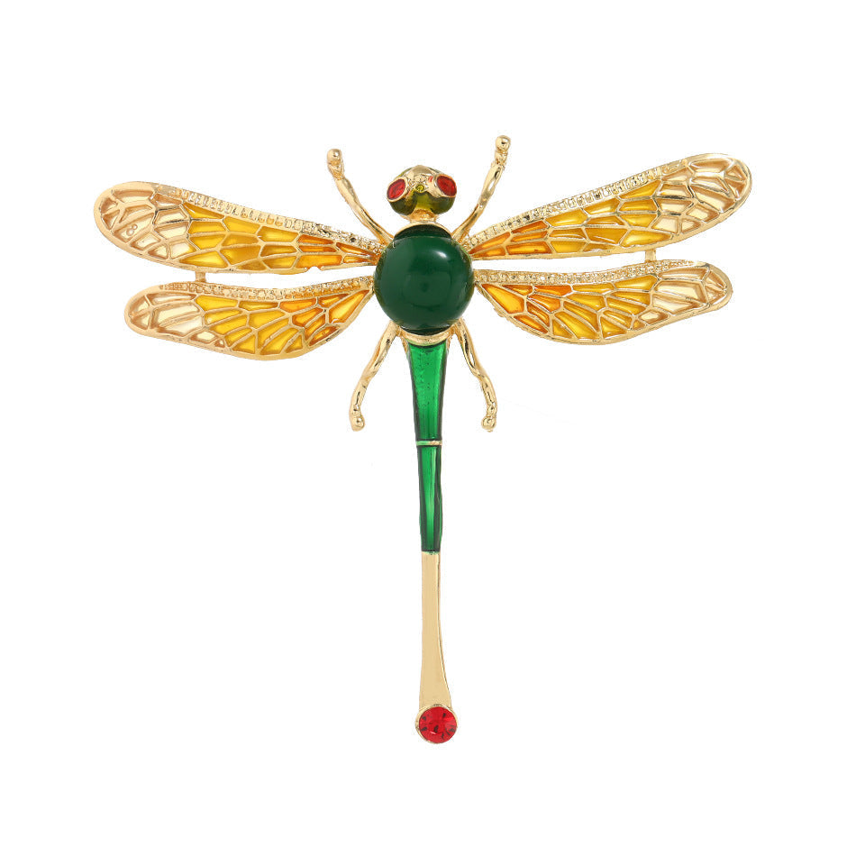 Dragonfly Rhinestone-Embellished Alloy Brooch PA5662
