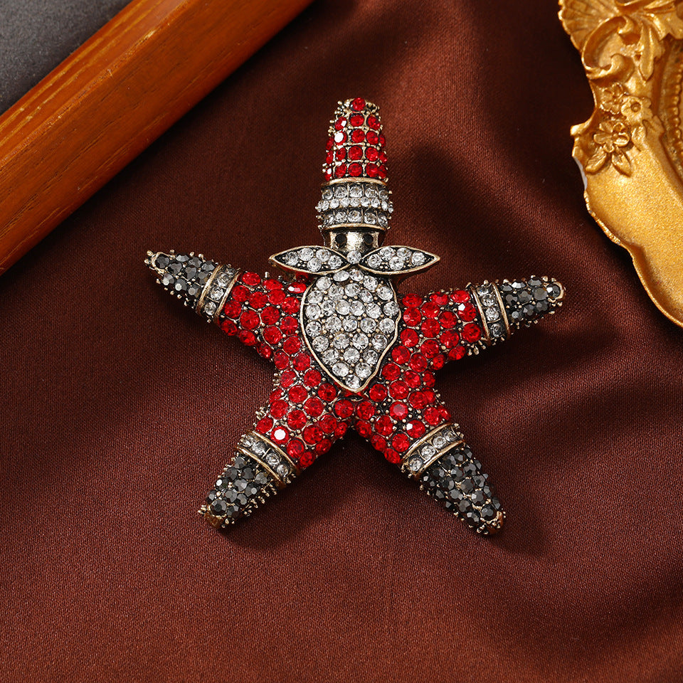 Starfish Rhinestone  Alloy Brooch PA5667