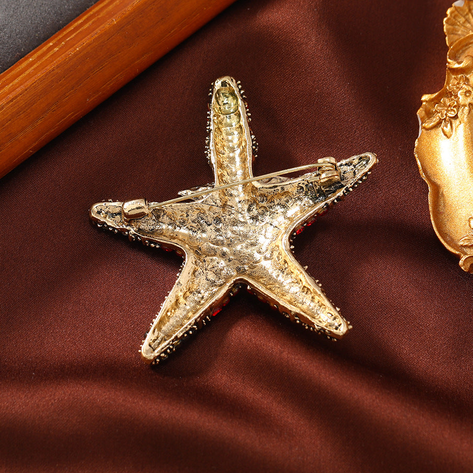 Starfish Rhinestone  Alloy Brooch PA5667