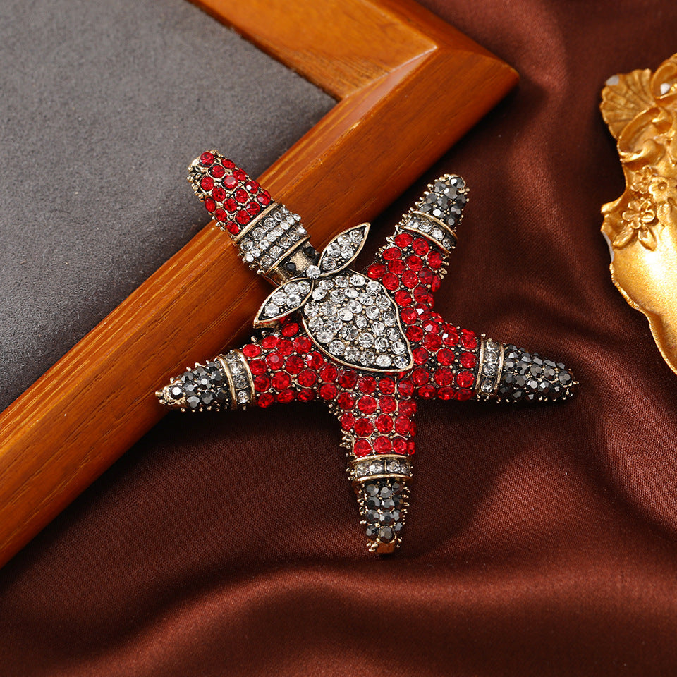 Starfish Rhinestone  Alloy Brooch PA5667
