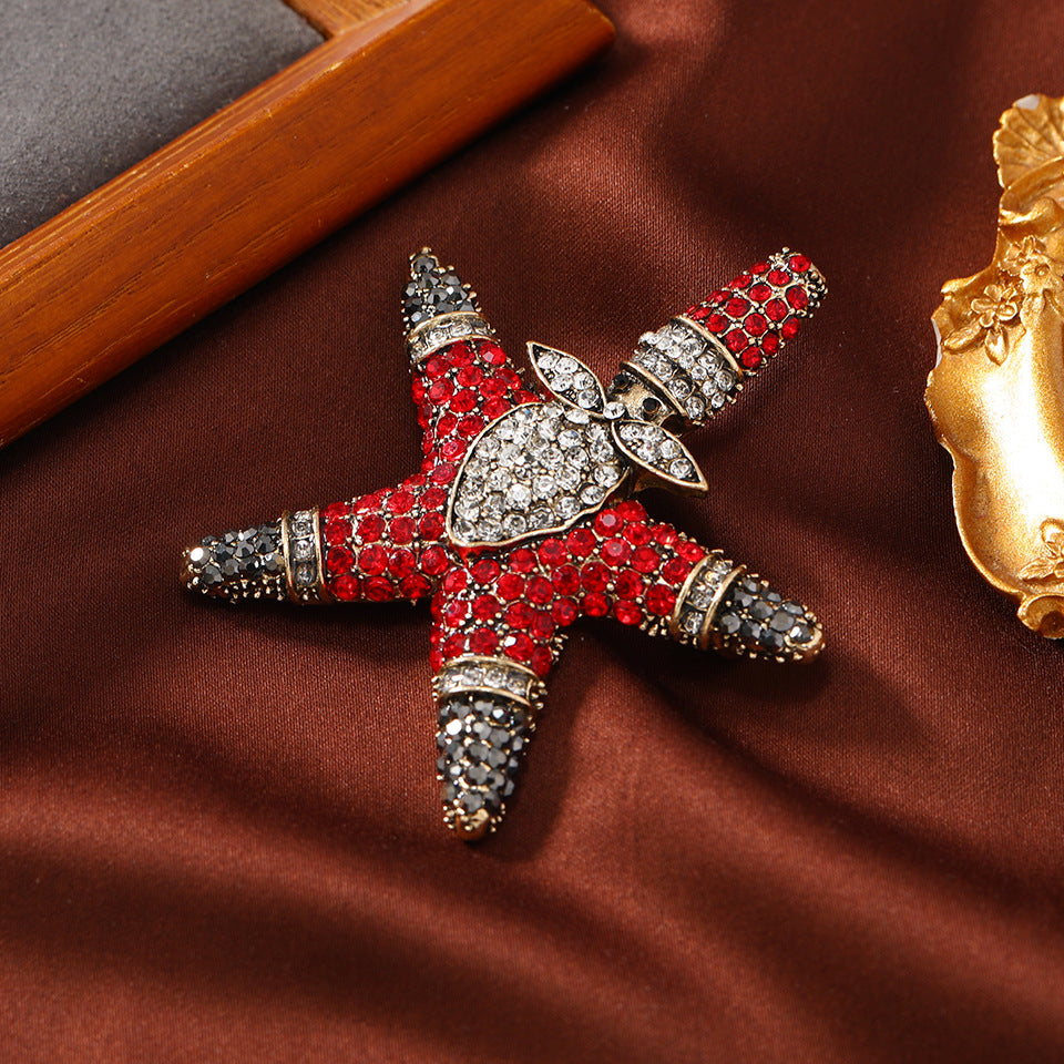 Starfish Rhinestone  Alloy Brooch PA5667