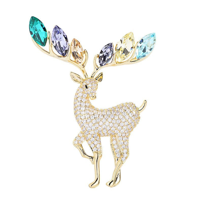 Deer Rhinestone  Alloy Brooch PA5682