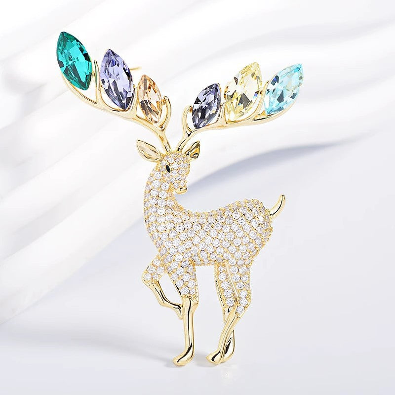 Deer Rhinestone  Alloy Brooch PA5682