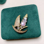 Sailboat Rhinestone Crystal  Alloy Brooch PA5689