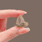 Sailboat Rhinestone  Alloy Brooch PA5699