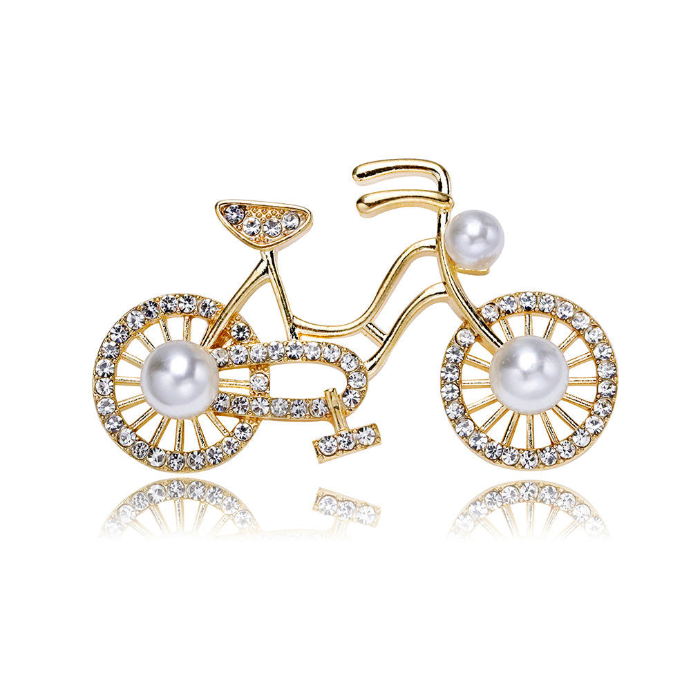 Bicycle  Rhinestone  Crystal Alloy Brooch PA5708