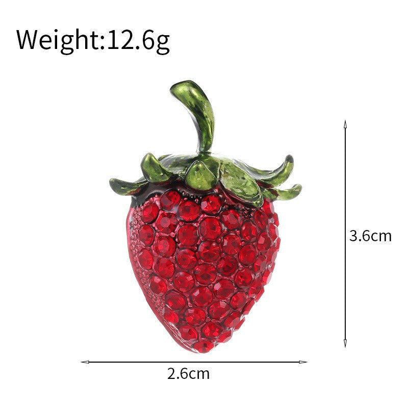 Strawberry Rhinestone-Embellished Alloy Brooch PA5714