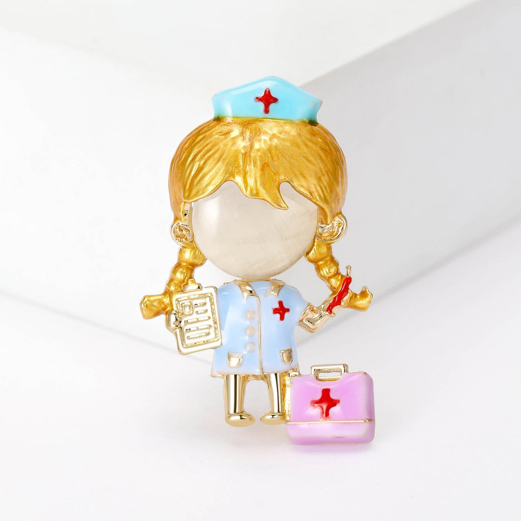 Nurse girl Rhinestone  Alloy Brooch PA5718