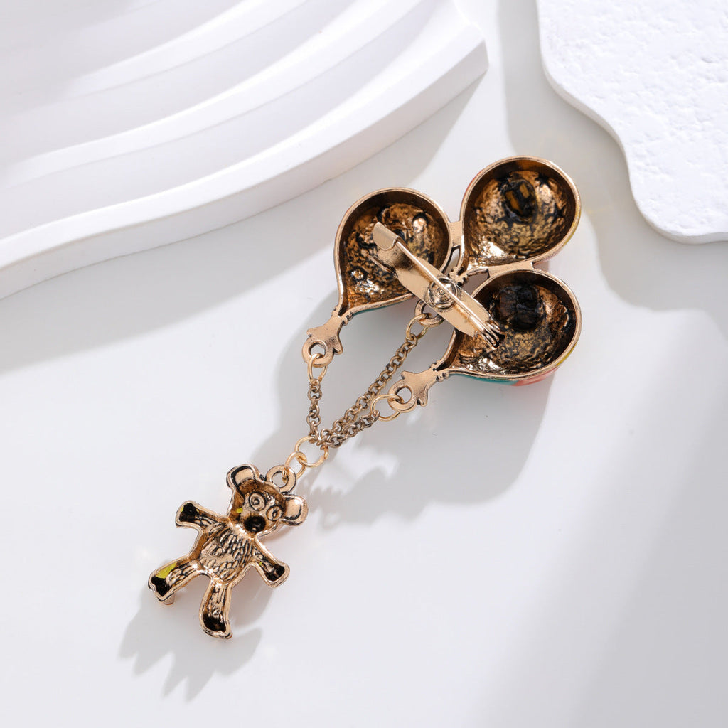 Balloon Bear  Rhinestone  Alloy Brooch PA5720