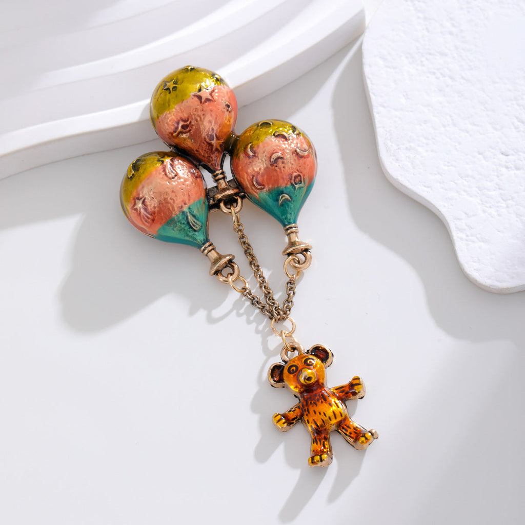 Balloon Bear  Rhinestone  Alloy Brooch PA5720