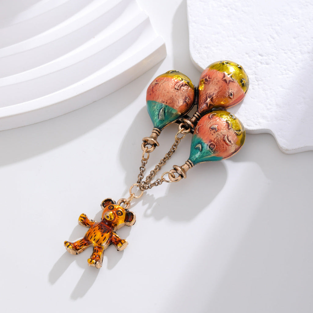 Balloon Bear  Rhinestone  Alloy Brooch PA5720