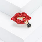 Red Lips  Rhinestone  Alloy Brooch PA5729