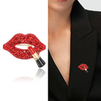 Red Lips  Rhinestone  Alloy Brooch PA5729