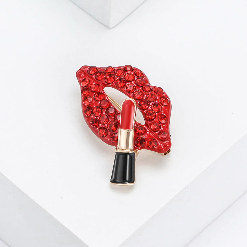 Red Lips  Rhinestone  Alloy Brooch PA5729