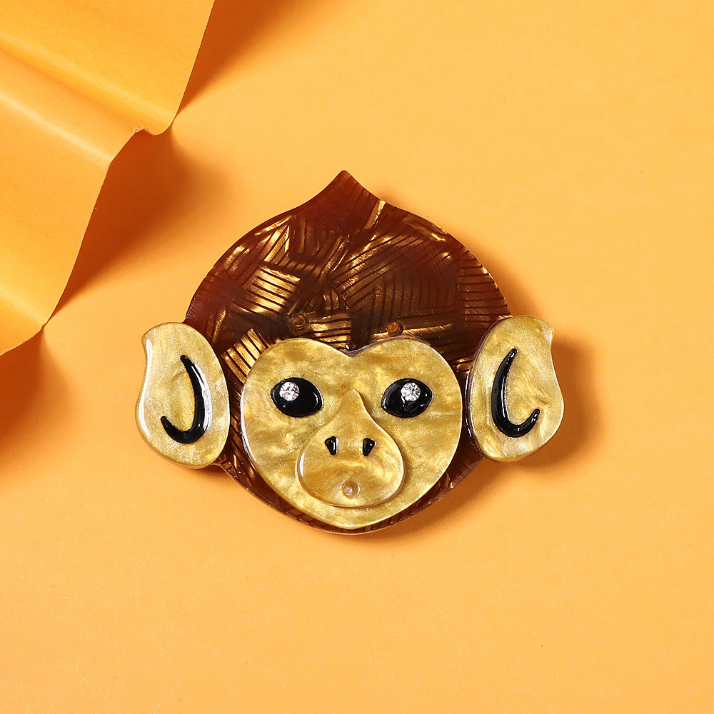 Monkey Head Alloy Acrylic Brooch PA5737