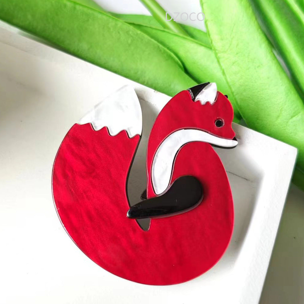 Red Fox Acrylic Brooch PA5738