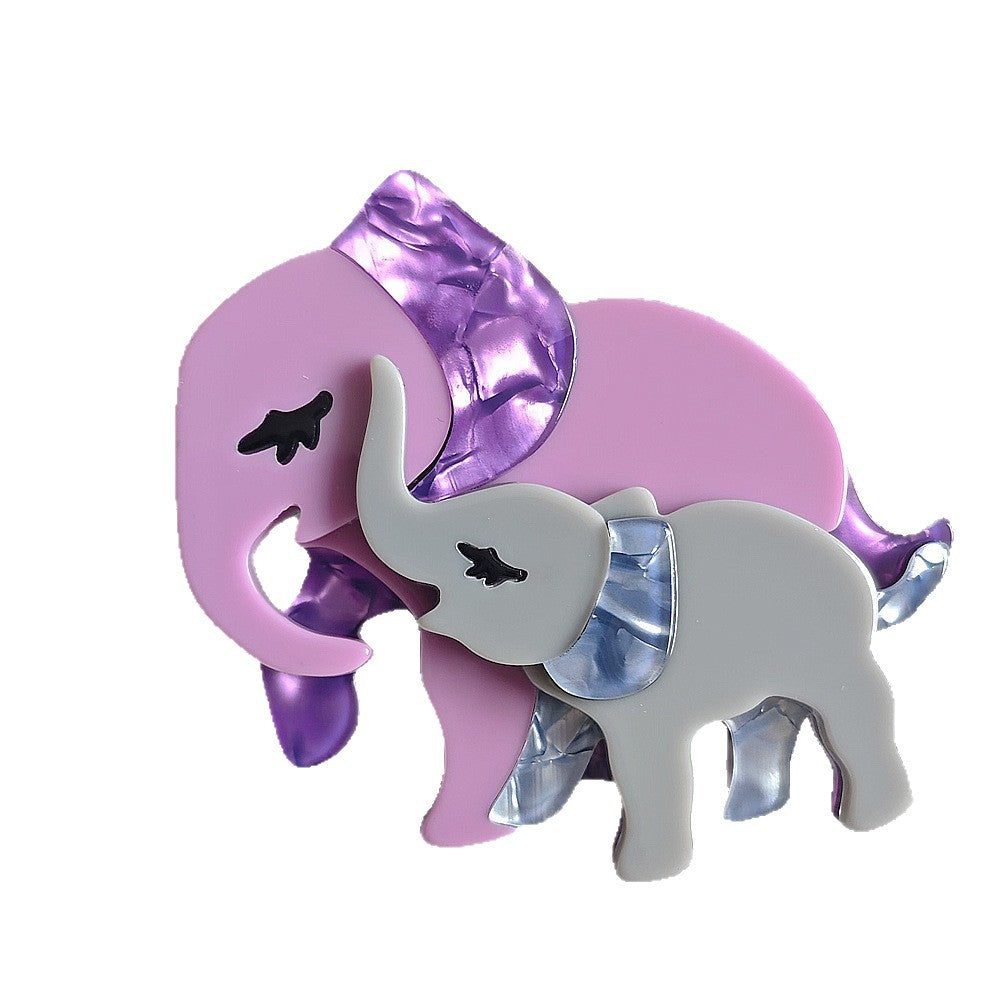 Mother And Child Elephant Acrylic Brooch PA5744