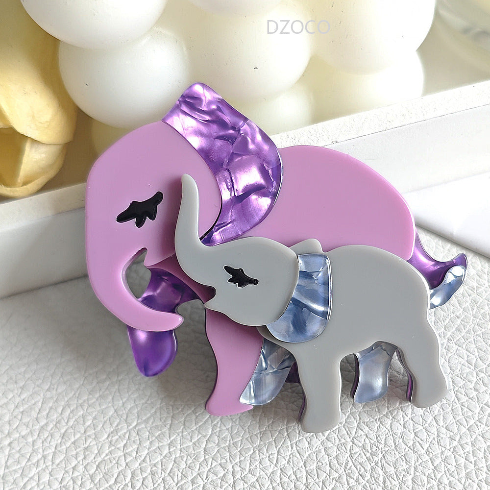 Mother And Child Elephant Acrylic Brooch PA5744
