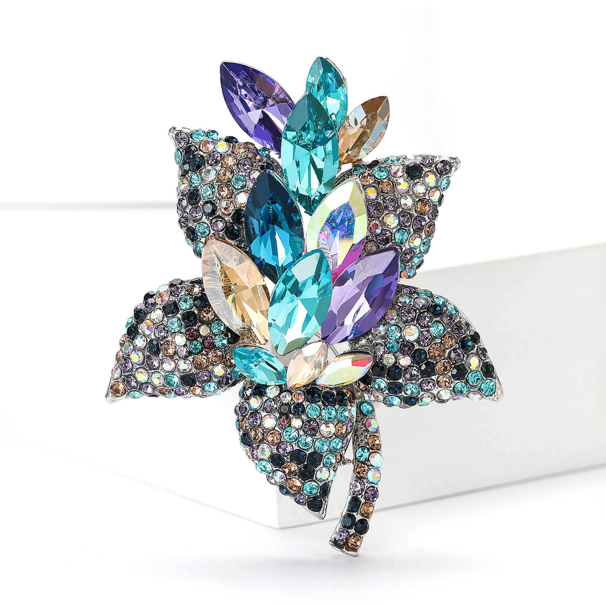 Maple Leaf Flower Rhinestone Alloy Brooch PA5745