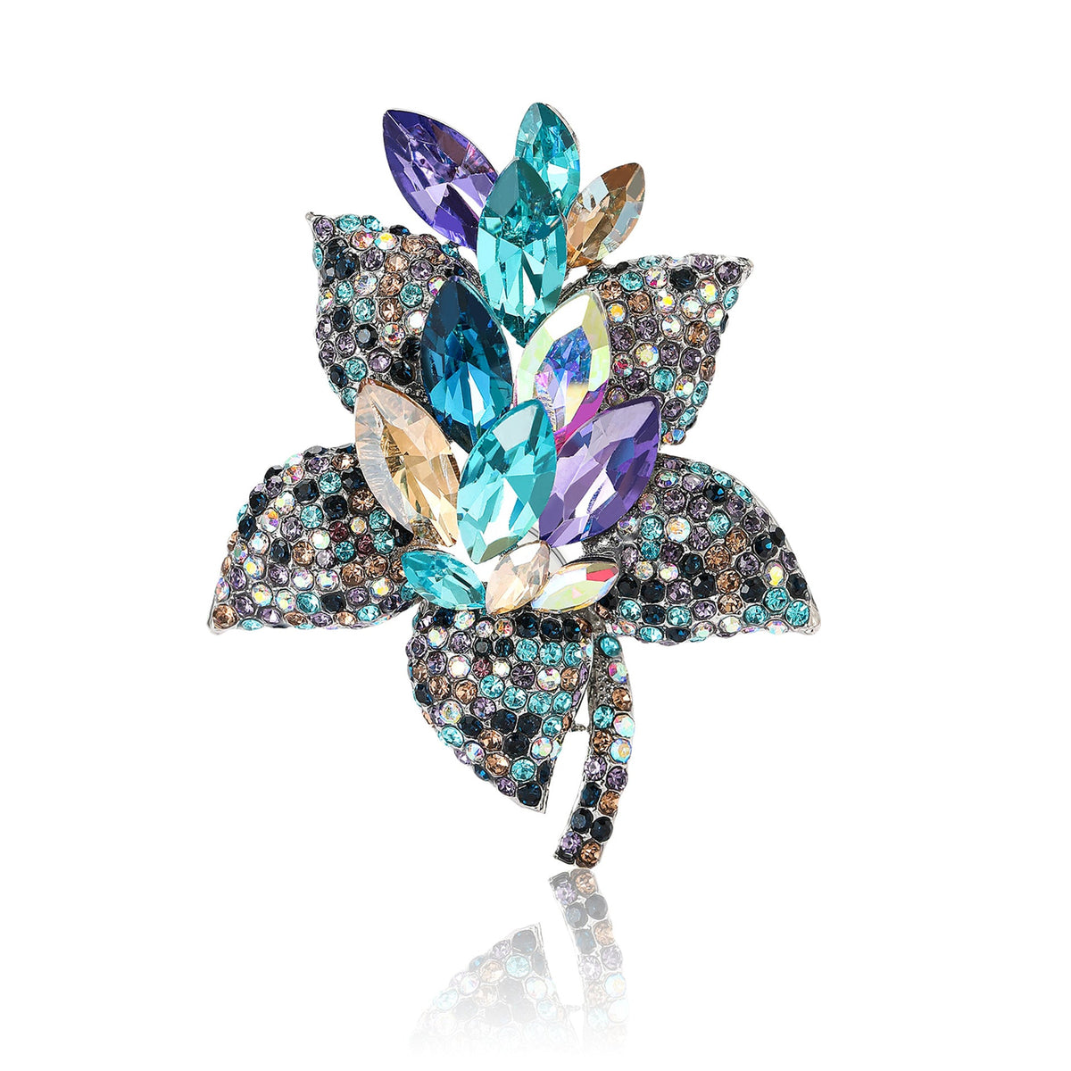Maple Leaf Flower Rhinestone Alloy Brooch PA5745