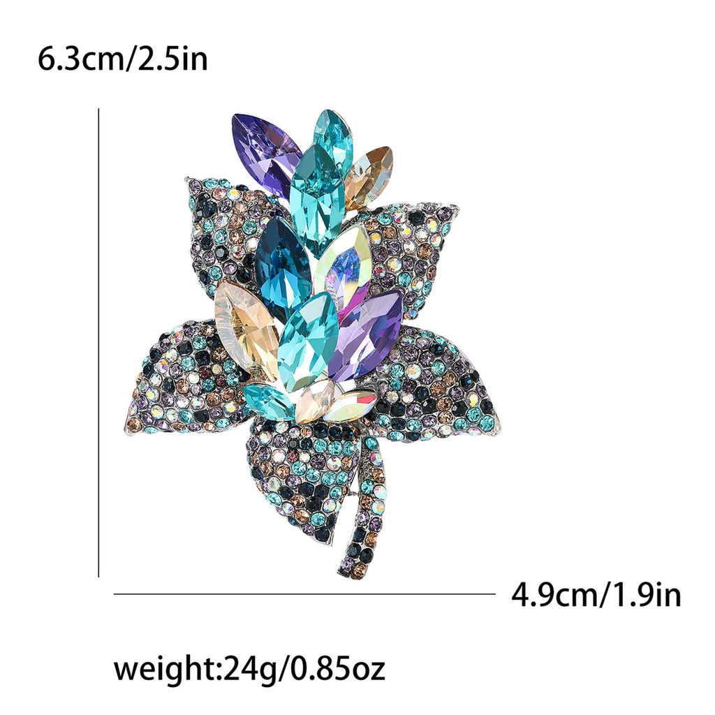 Maple Leaf Flower Rhinestone Alloy Brooch PA5745