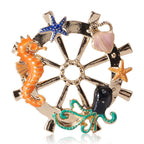 Marine Organism Rudder Rhinestone Alloy Brooch PA5746