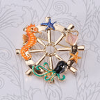 Marine Organism Rudder Rhinestone Alloy Brooch PA5746