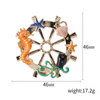 Marine Organism Rudder Rhinestone Alloy Brooch PA5746