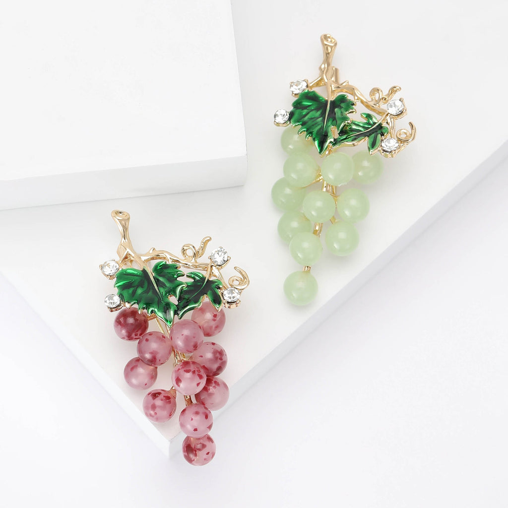 Enamel Inlay Grape  Alloy Rhinestone Brooch PA5747