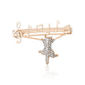 Pentagram Notes Alloy Rhinestone Brooch PA5755
