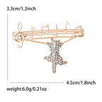 Pentagram Notes Alloy Rhinestone Brooch PA5755