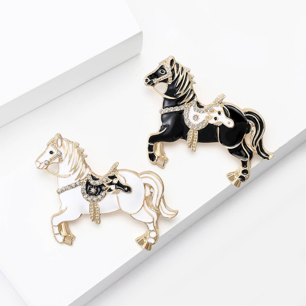 Horse Alloy Rhinestone Brooch PA5757