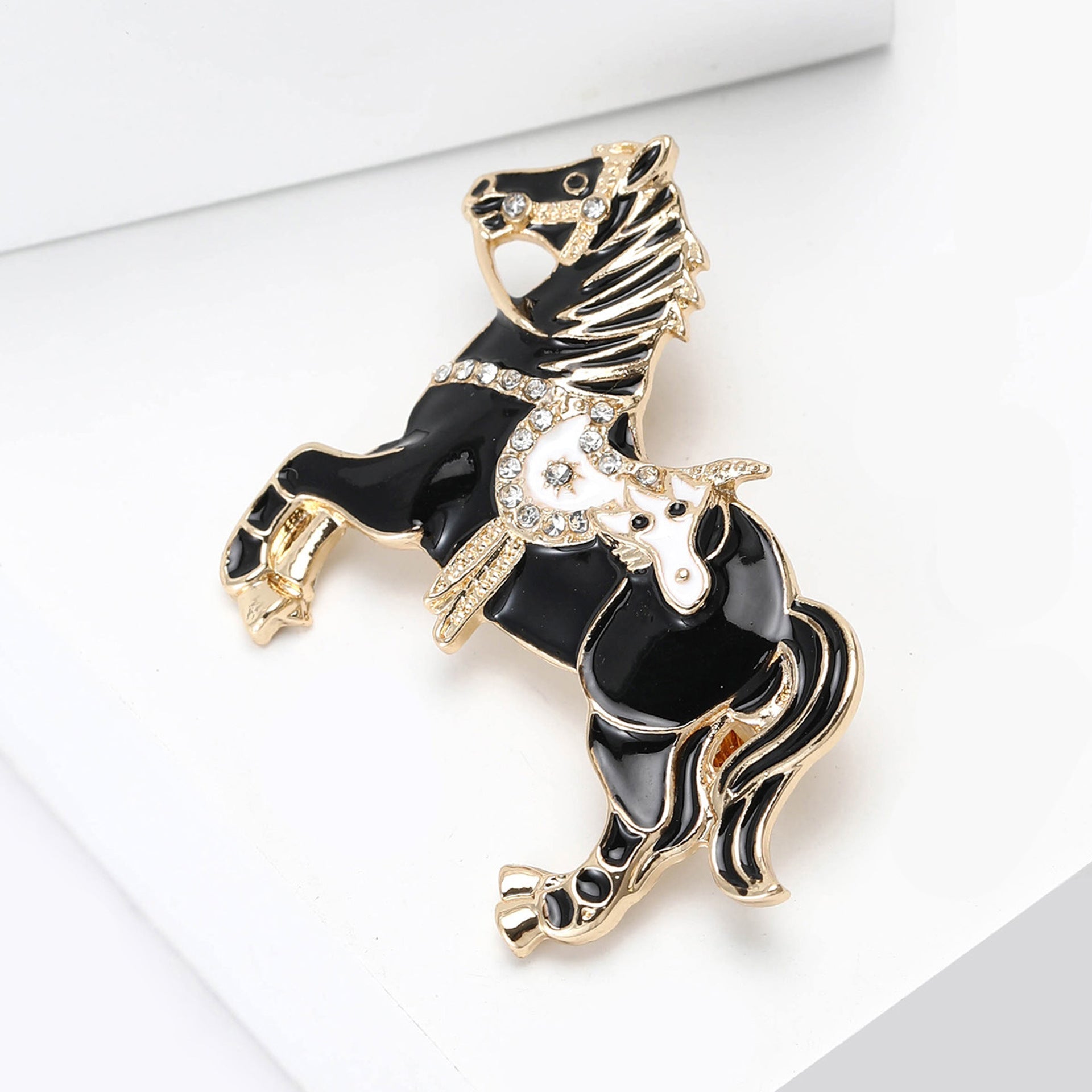 Horse Alloy Rhinestone Brooch PA5757