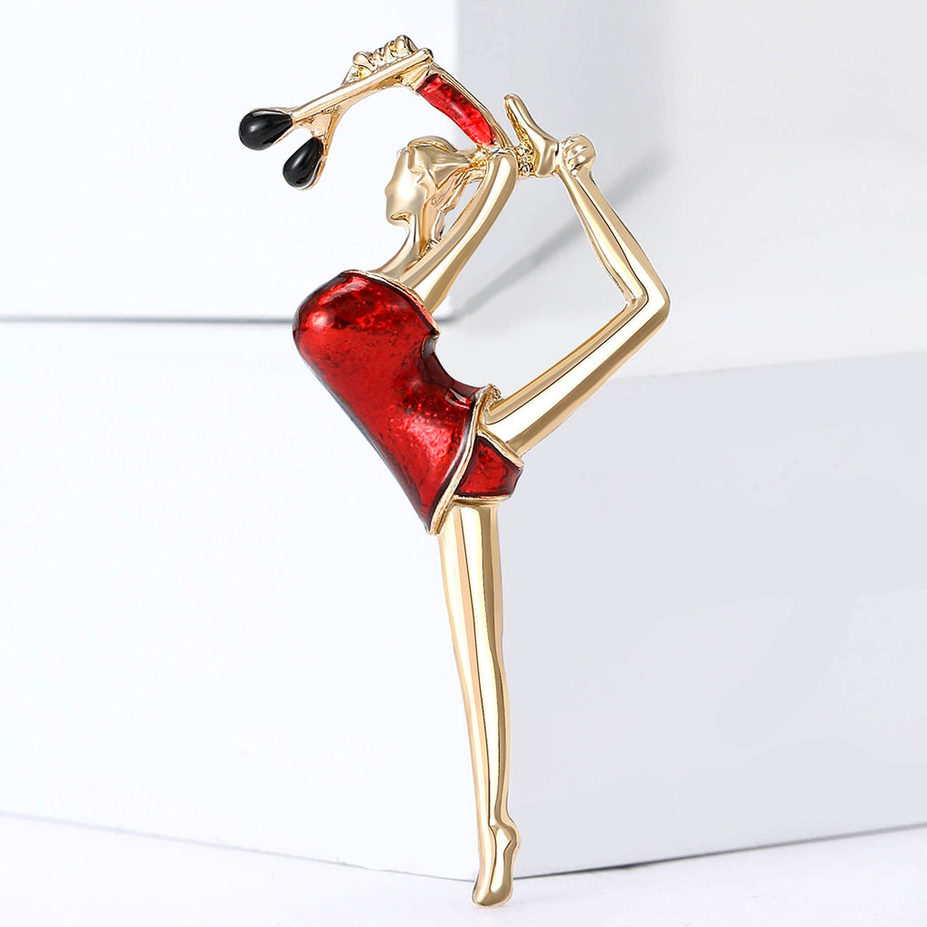Gymnastics Girl  Alloy Rhinestone Brooch PA5763