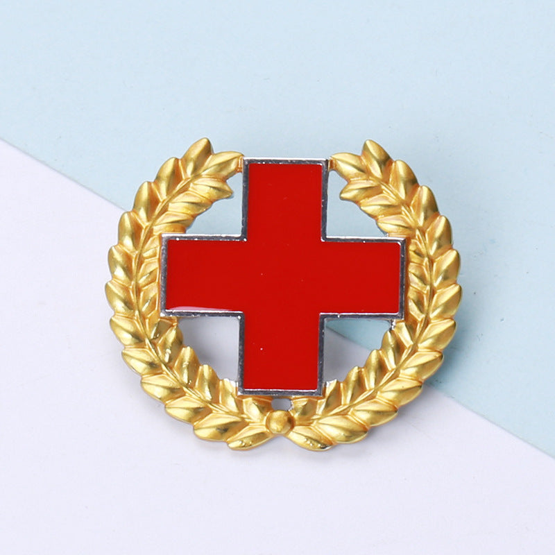 Wheat Ears And The Red Cross Alloy Rhinestone Brooch PA5770