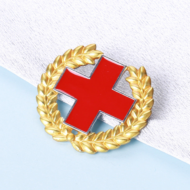 Wheat Ears And The Red Cross Alloy Rhinestone Brooch PA5770