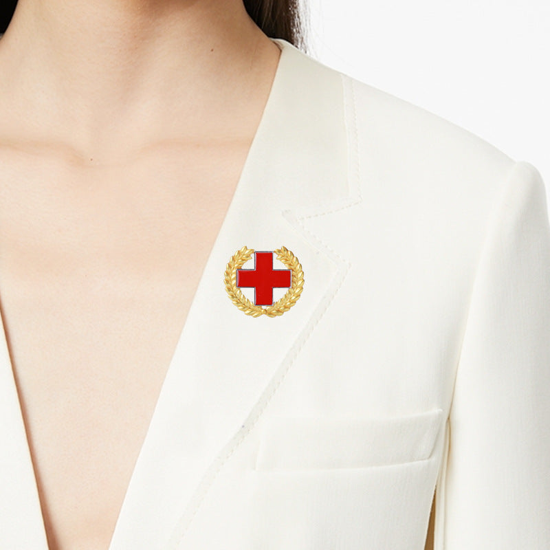 Wheat Ears And The Red Cross Alloy Rhinestone Brooch PA5770