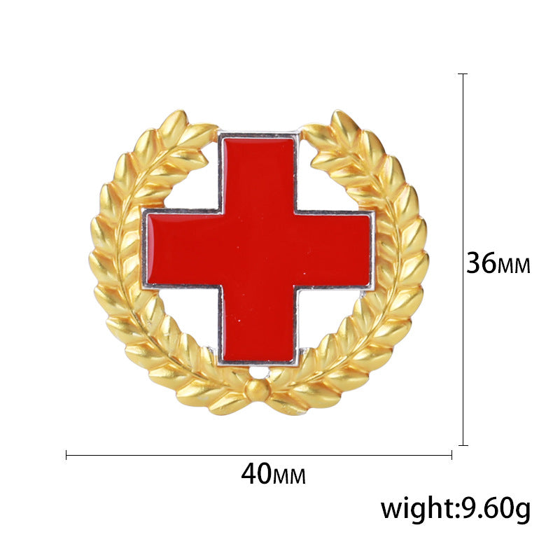 Wheat Ears And The Red Cross Alloy Rhinestone Brooch PA5770