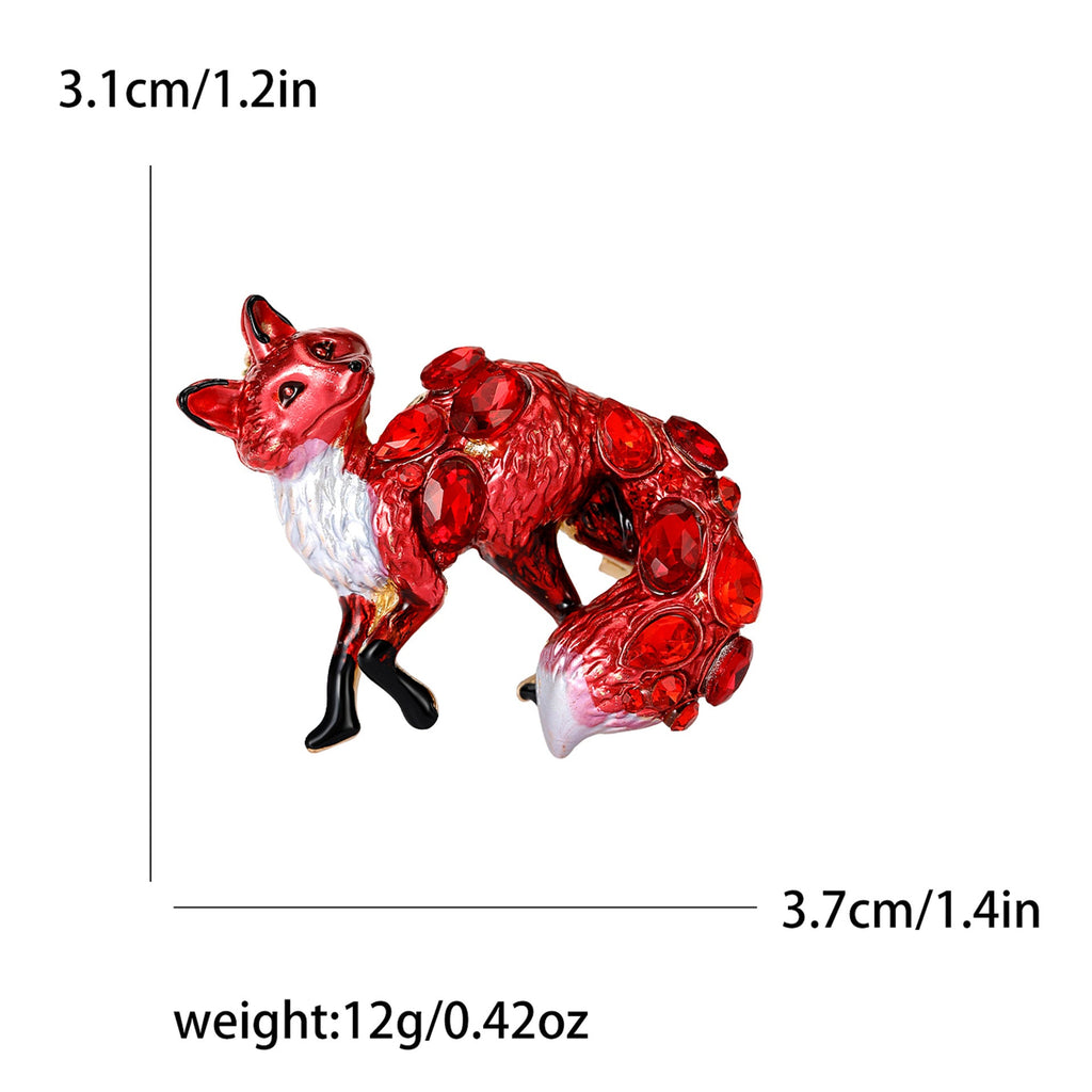 Red Fox Acrylic Rhinestone Brooch PA5782