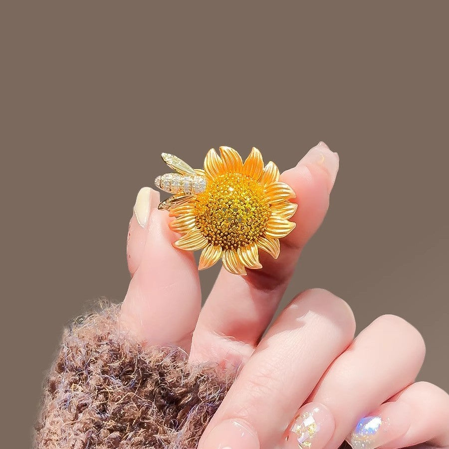 Sunflower Alloy Rhinestone Brooch PA5791
