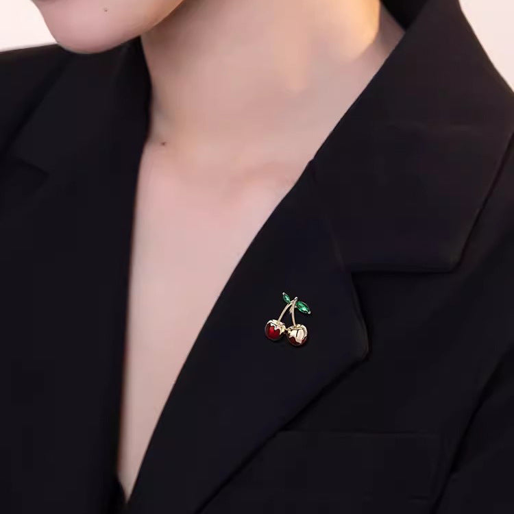 Cherry Alloy Rhinestone Brooch PA5793