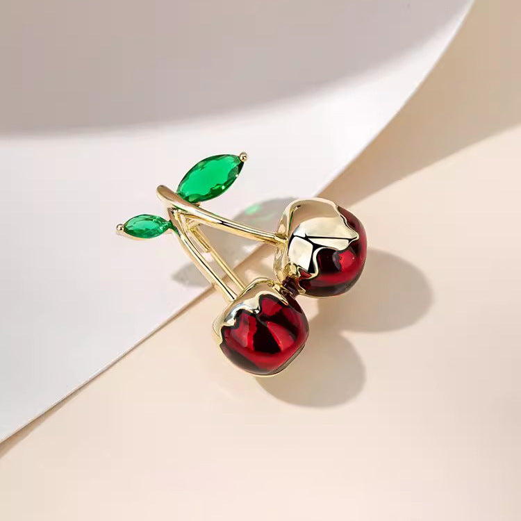 Cherry Alloy Rhinestone Brooch PA5793