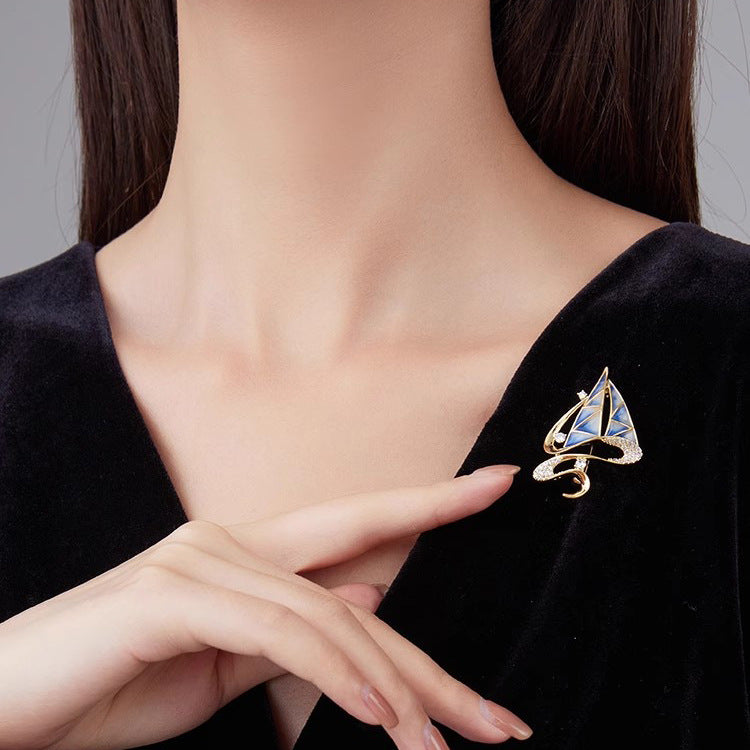 Sailboat Alloy Rhinestone Brooch PA5794