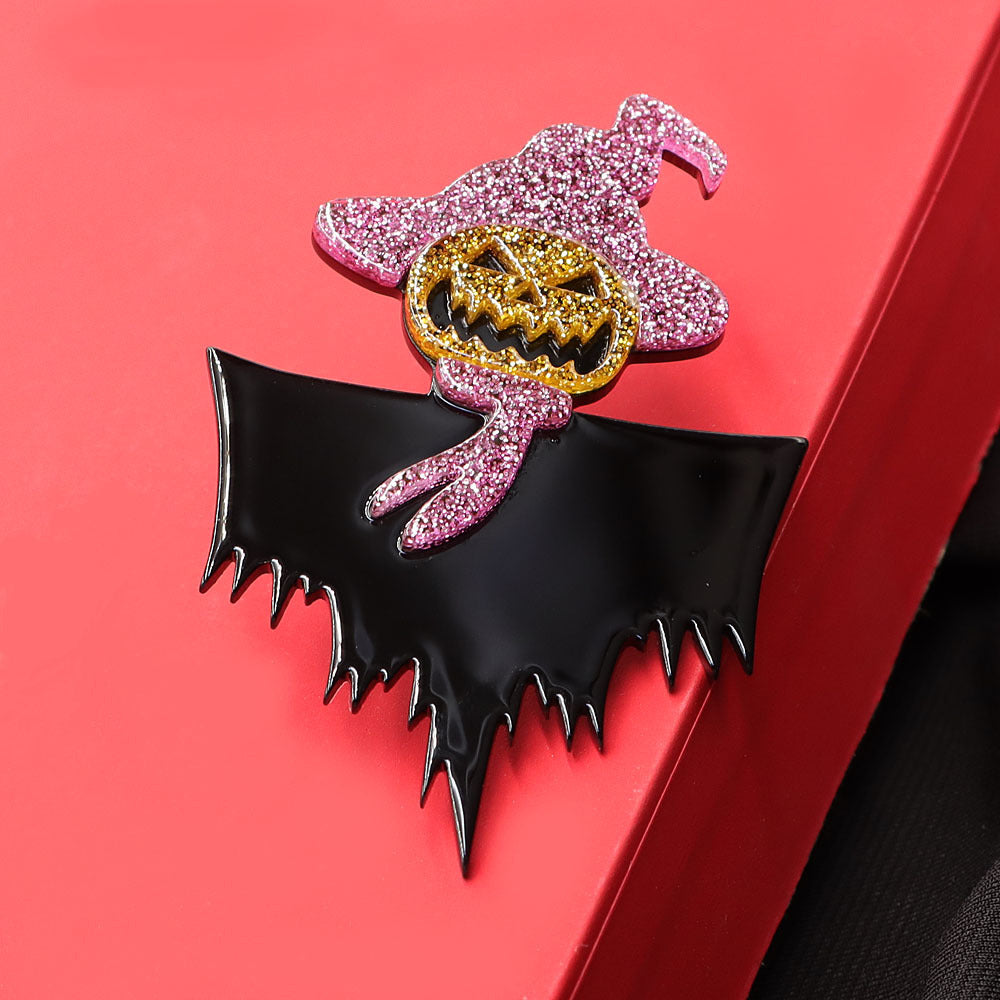 Halloween Pumpkin Witch  Acrylic Brooch PA5799